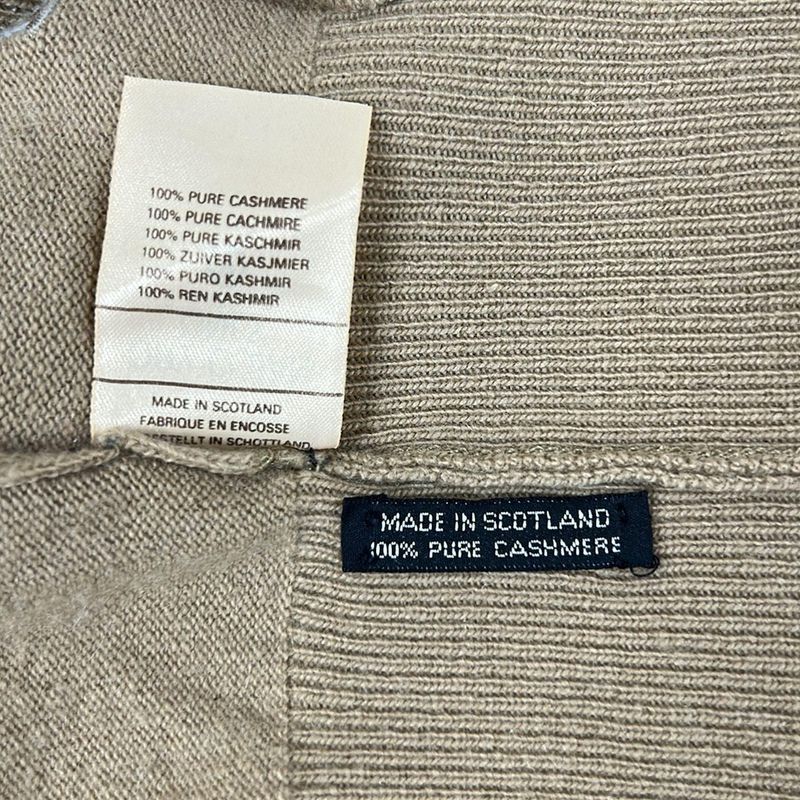 Chanel Long Sleeve Sweater 2 M Light Brown Black Ivory Clover Button Cashmere