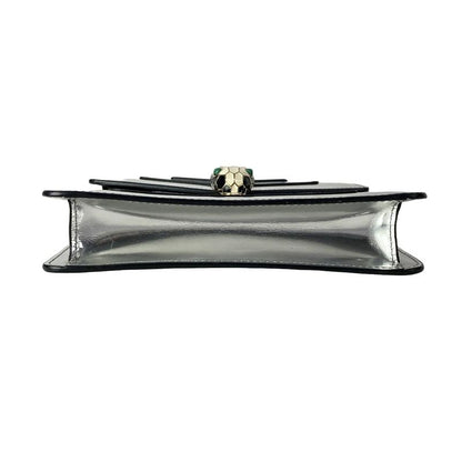Bvlgari Shoulder Bag Serpenti Forever Silver Chain Leather