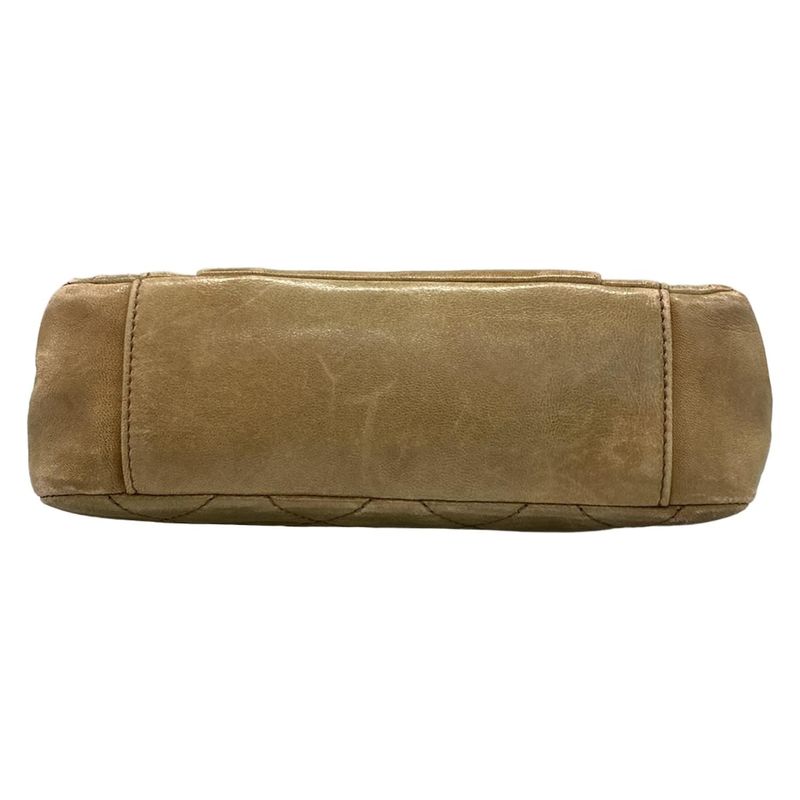 Chanel Shoulder Bag Quilted Brown Silver Lambskin