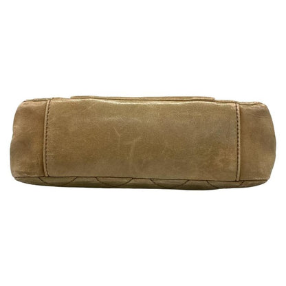 Chanel Shoulder Bag Quilted Brown Silver Lambskin