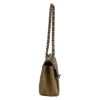 Chanel Shoulder Bag Quilted Brown Silver Lambskin