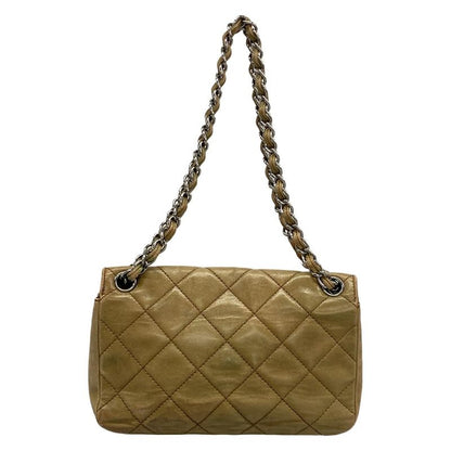 Chanel Shoulder Bag Quilted Brown Silver Lambskin