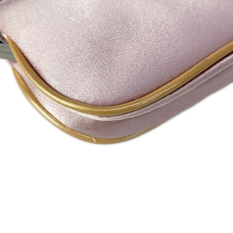 Dior Handbag Saddle Pouch Pink Beige 2-Way Chain Handle Leather