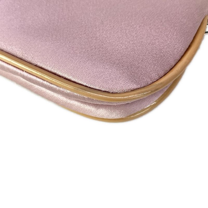Dior Handbag Saddle Pouch Pink Beige 2-Way Chain Handle Leather