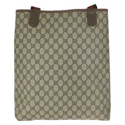 Gucci Vintage Sherry Line Beige Brown GG Supreme Canvas Leather Tote