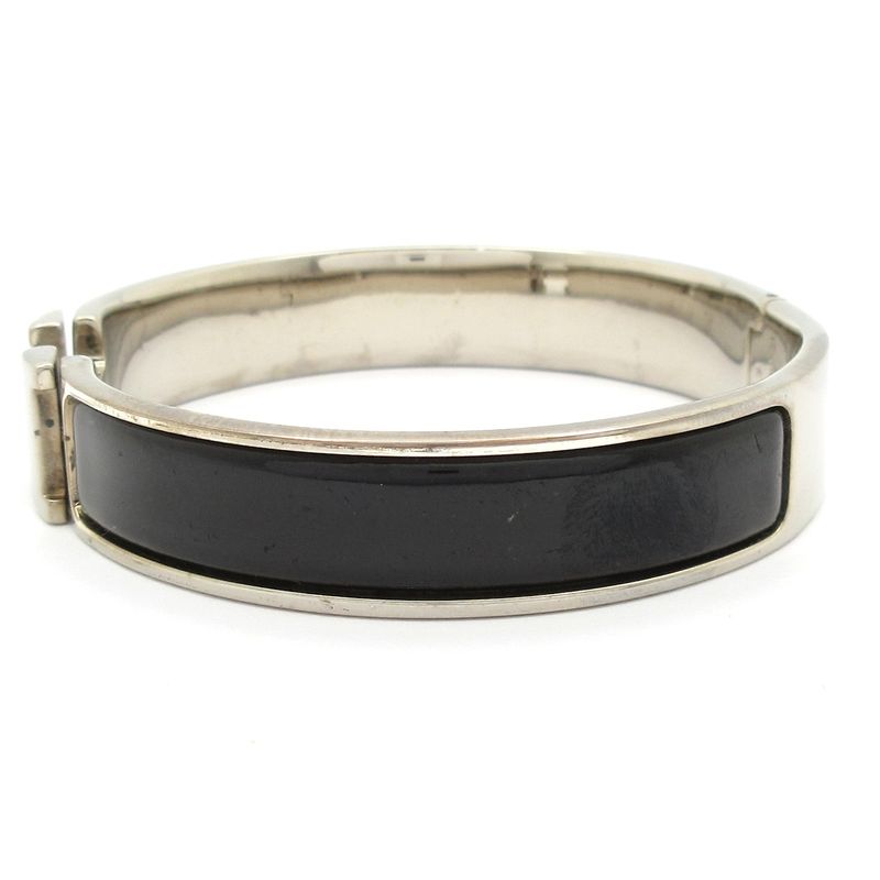 Hermes Bangle Click Silver Black Bracelet