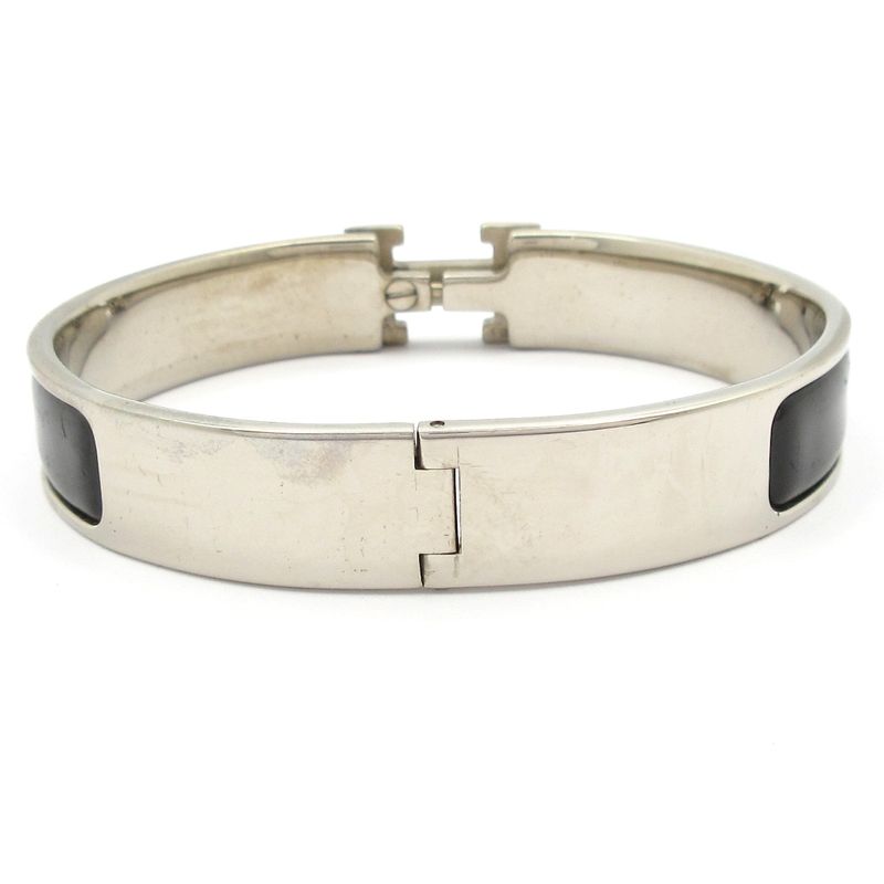 Hermes Bangle Click Silver Black Bracelet