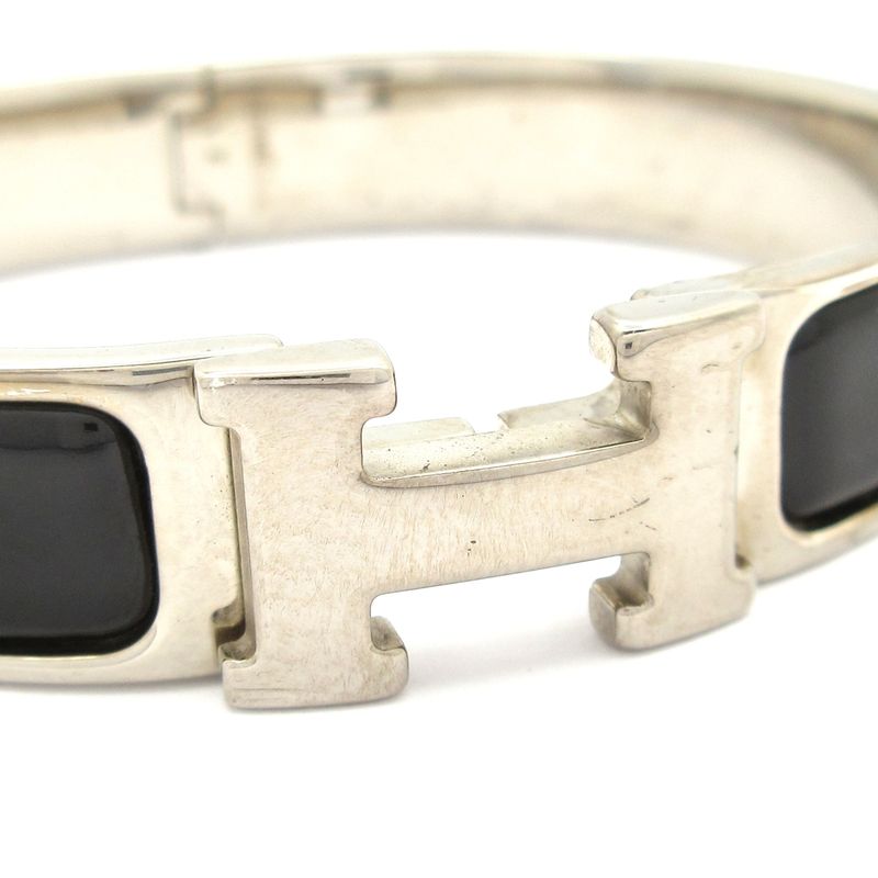 Hermes Bangle Click Silver Black Bracelet