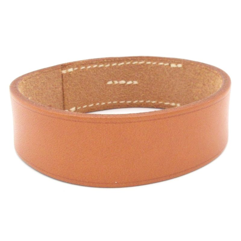 Hermes Bangle Poultur Leather Light Brown Bracelet