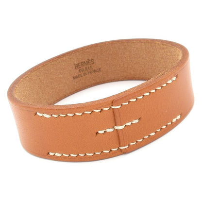 Hermes Bangle Poultur Leather Light Brown Bracelet
