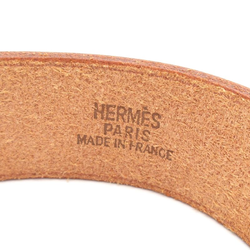 Hermes Bangle Poultur Leather Light Brown Bracelet