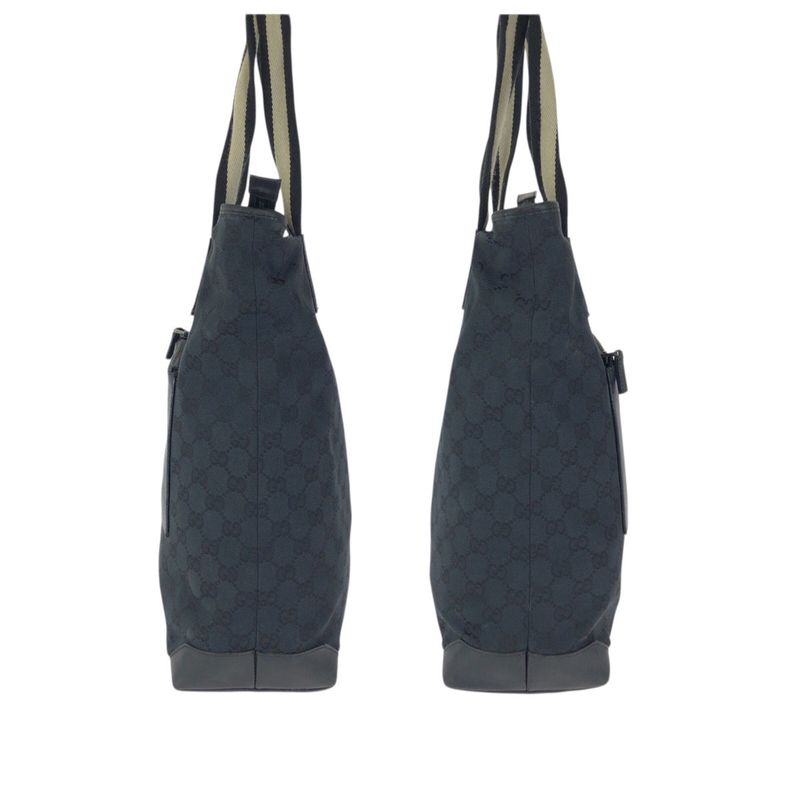 Gucci Black Silver GG Canvas Leather 019 Tote Shoulder Bag