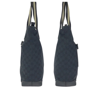 Gucci Black Silver GG Canvas Leather 019 Tote Shoulder Bag