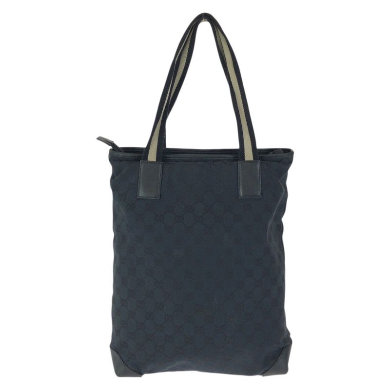 Gucci Black Silver GG Canvas Leather 019 Tote Shoulder Bag