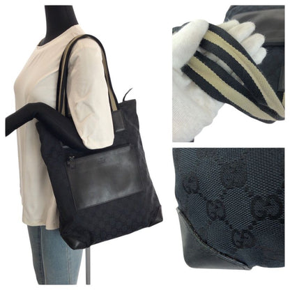 Gucci Black Silver GG Canvas Leather 019 Tote Shoulder Bag