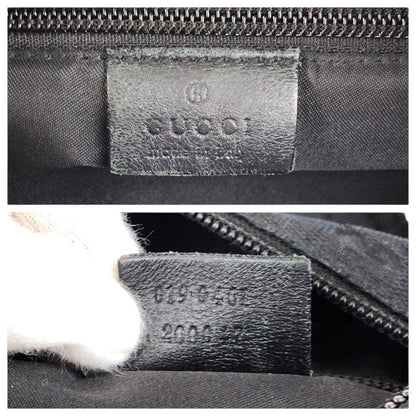 Gucci Black Silver GG Canvas Leather 019 Tote Shoulder Bag