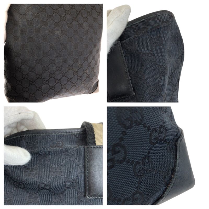 Gucci Black Silver GG Canvas Leather 019 Tote Shoulder Bag