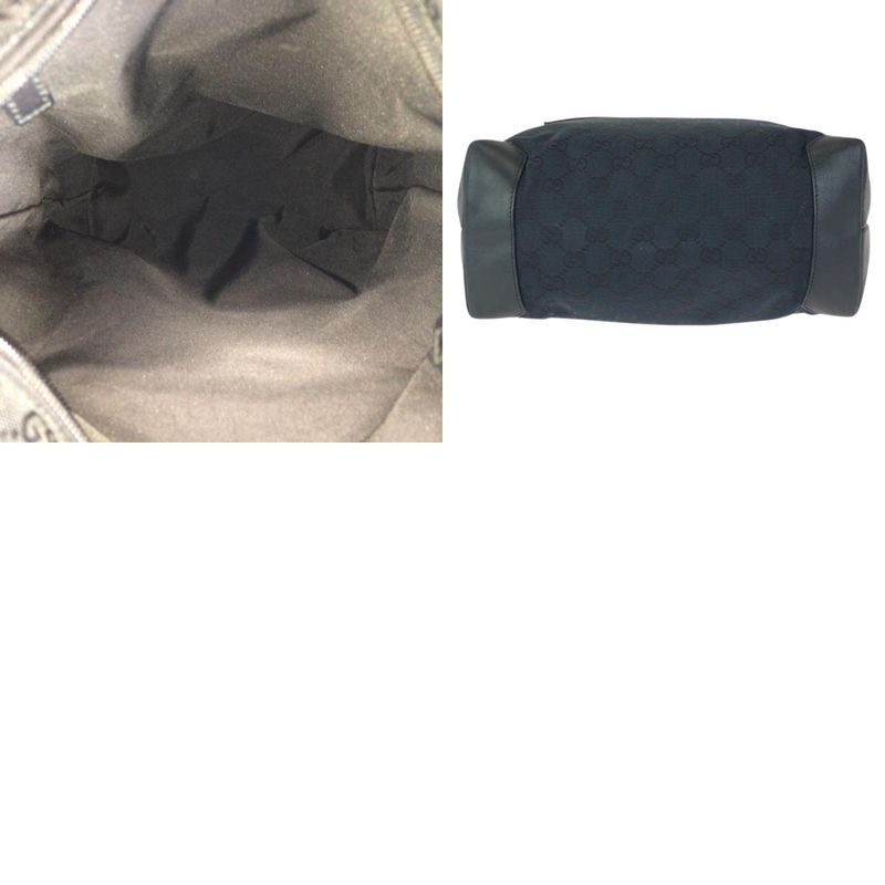 Gucci Black Silver GG Canvas Leather 019 Tote Shoulder Bag