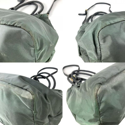 Prada Shoulder Bag Triangle Logo Leather Nylon Gray