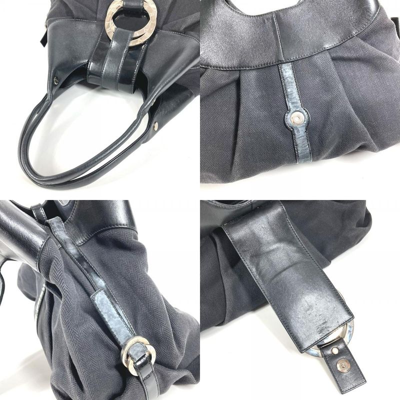 Bvlgari Shoulder Bag Chandra Leather Black