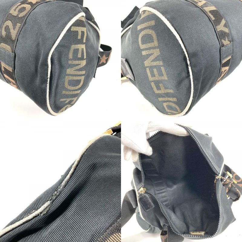 Fendi Shoulder Bag Logo Mini Nylon Black