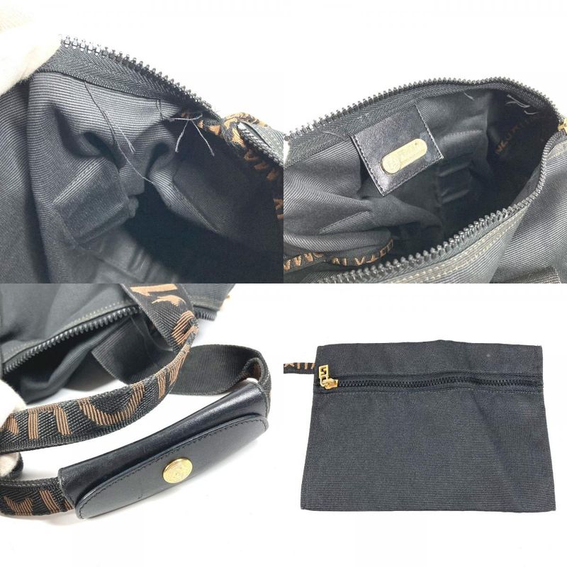 Fendi Shoulder Bag Logo Mini Nylon Black