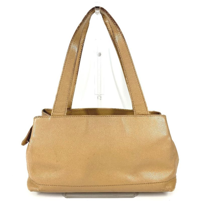 Chanel Shoulder Bag CC Logo Caviar Leather Beige
