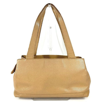 Chanel Shoulder Bag CC Logo Caviar Leather Beige