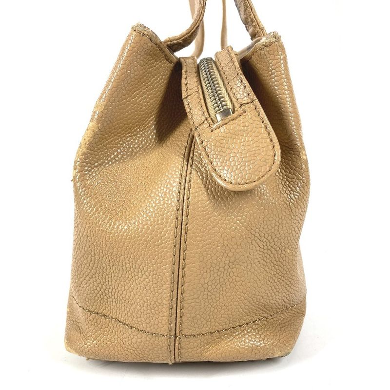 Chanel Shoulder Bag CC Logo Caviar Leather Beige