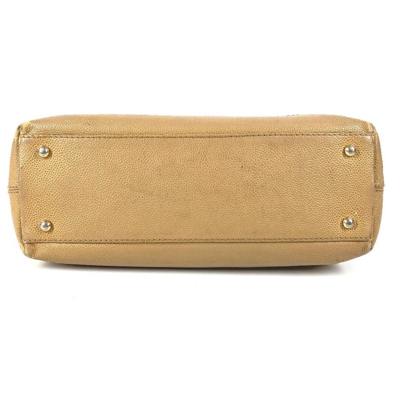 Chanel Shoulder Bag CC Logo Caviar Leather Beige