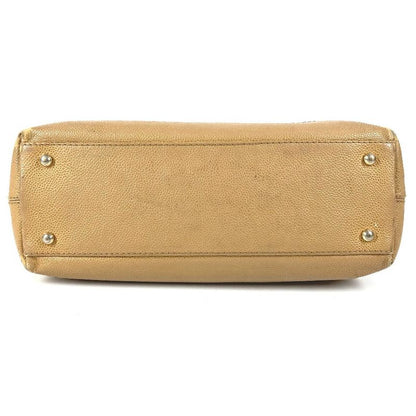 Chanel Shoulder Bag CC Logo Caviar Leather Beige