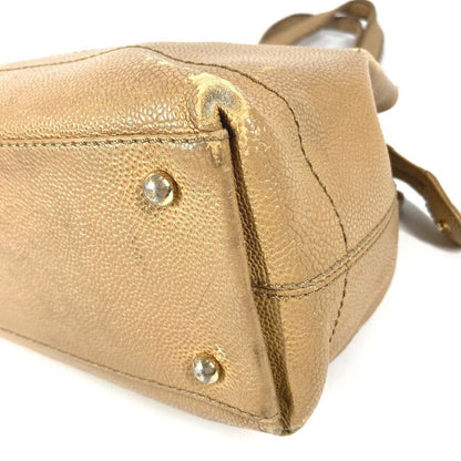 Chanel Shoulder Bag CC Logo Caviar Leather Beige