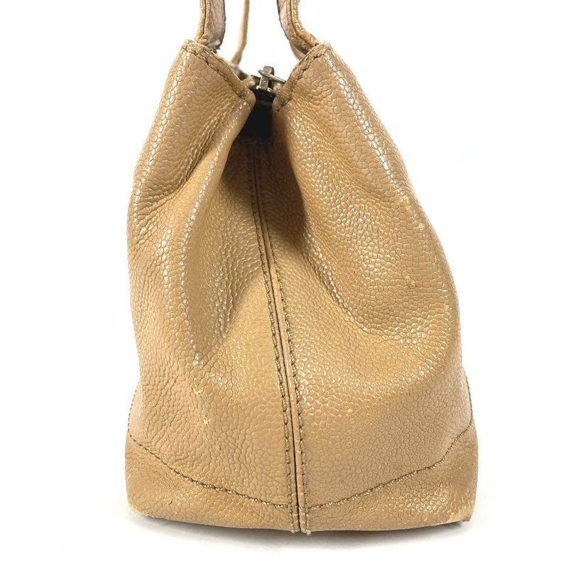 Chanel Shoulder Bag CC Logo Caviar Leather Beige