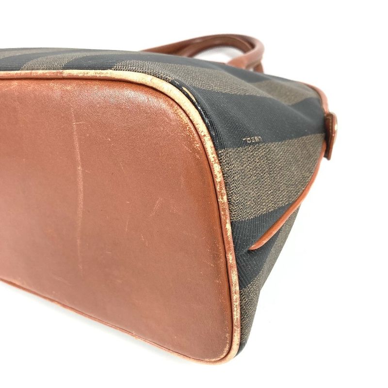 Fendi Tote Pecan Logo Leather Khaki