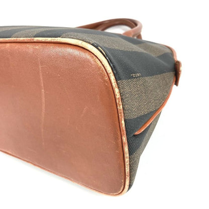 Fendi Tote Pecan Logo Leather Khaki