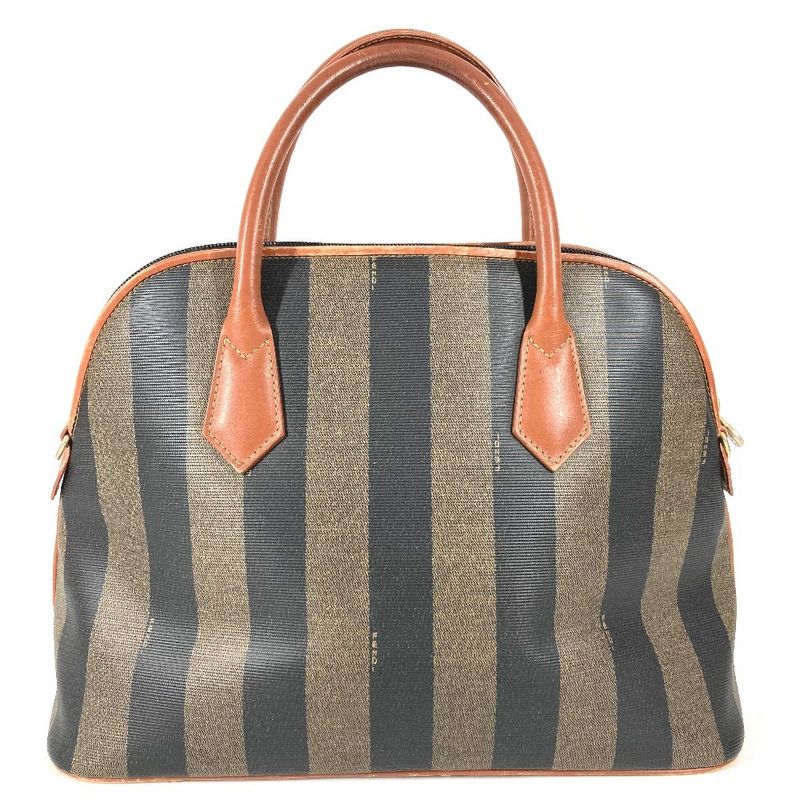 Fendi Tote Pecan Logo Leather Khaki