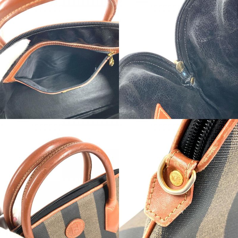 Fendi Tote Pecan Logo Leather Khaki