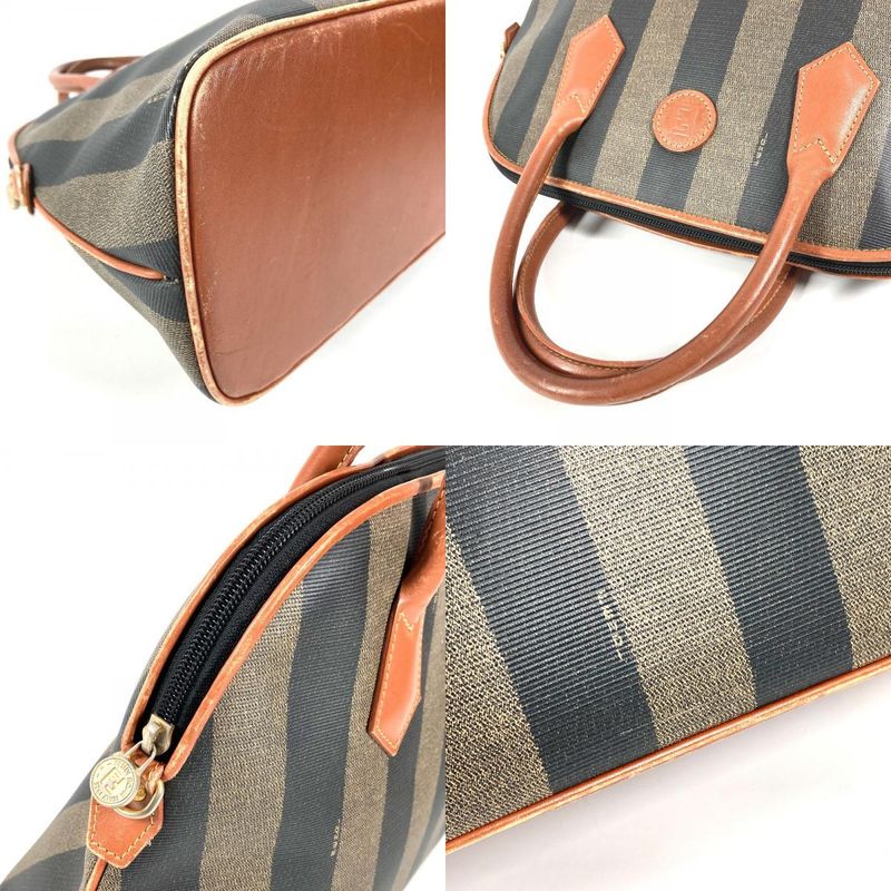 Fendi Tote Pecan Logo Leather Khaki