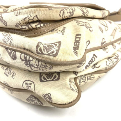 Loewe Shoulder Bag Anniversary Logo Leather Canvas Beige