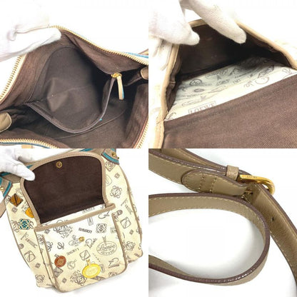 Loewe Shoulder Bag Anniversary Logo Leather Canvas Beige
