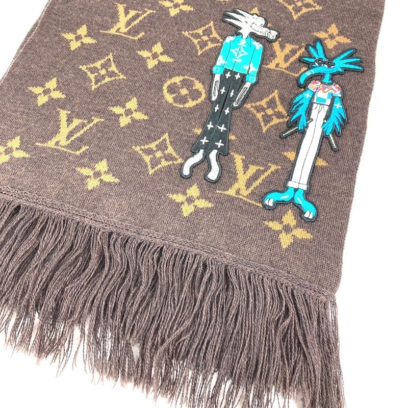 Louis Vuitton Scarf Echarpe LV Friends Wool Brown