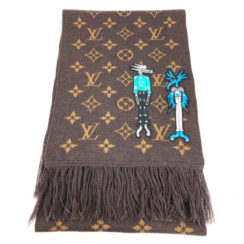 Louis Vuitton Scarf Echarpe LV Friends Wool Brown