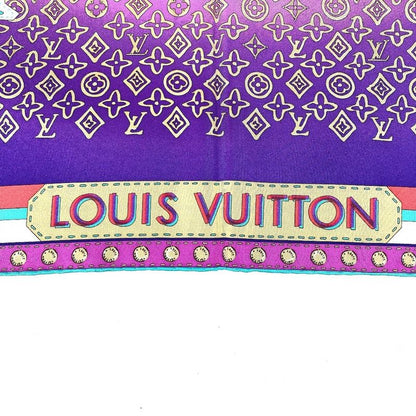 Louis Vuitton Scarf Monogram All Over Pattern Silk Purple