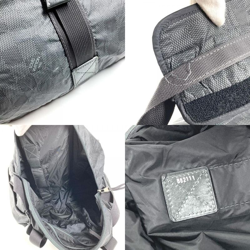 Louis Vuitton Boston Bag Practical Leather Nylon Black