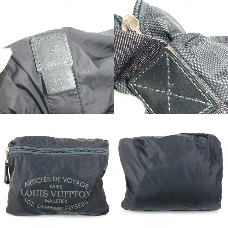 Louis Vuitton Boston Bag Practical Leather Nylon Black