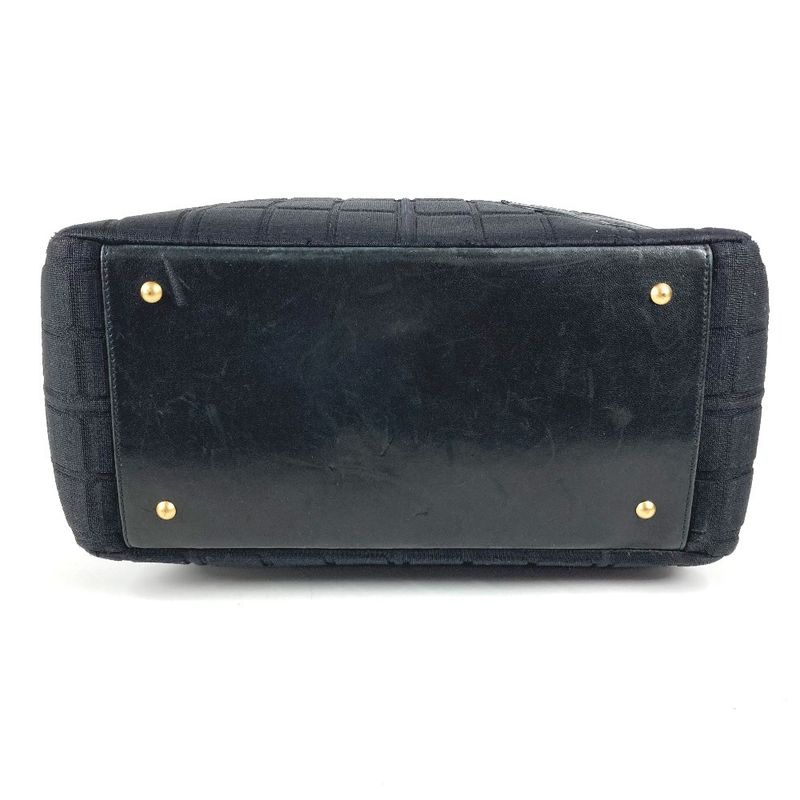 Chanel Shoulder Bag CC Logo Choco Bar Cotton Black