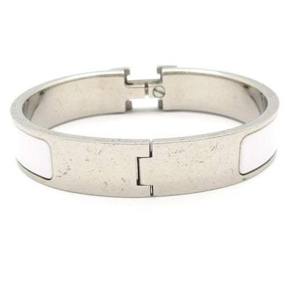 Hermes Bangle Click Silver White Bracelet