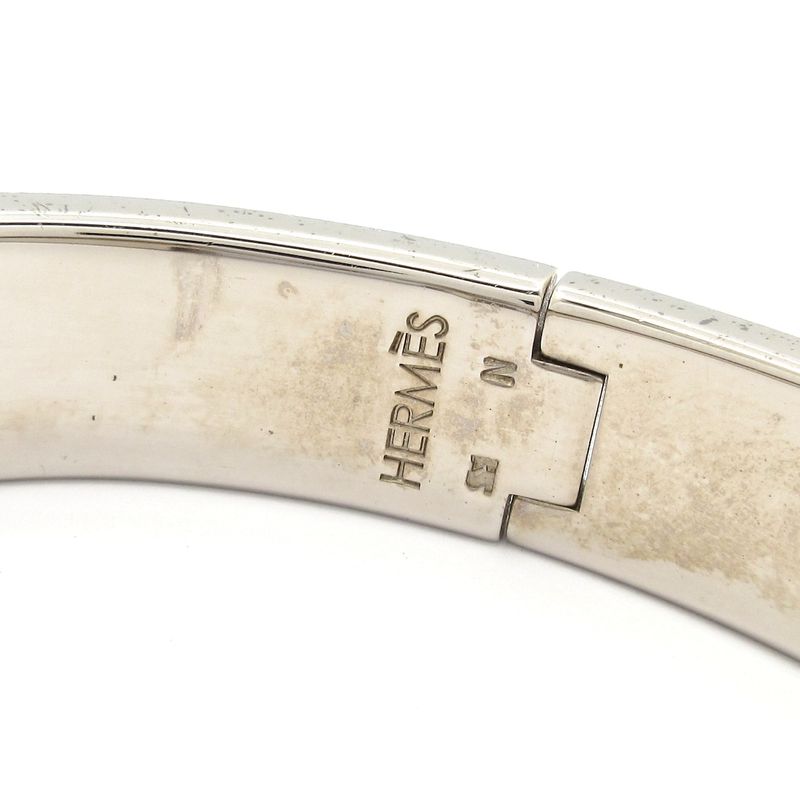 Hermes Bangle Click Silver White Bracelet