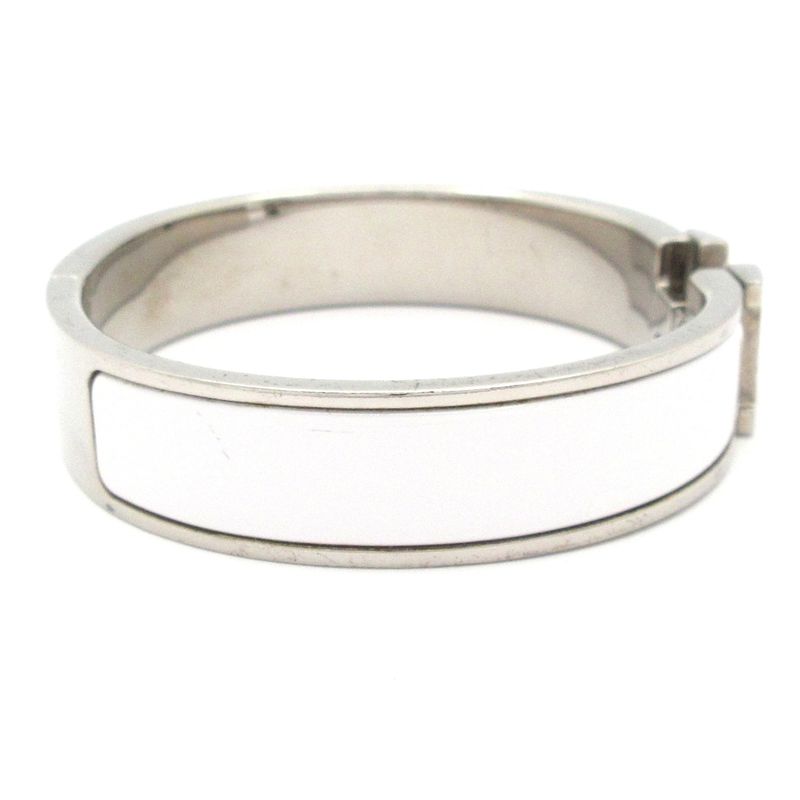 Hermes Bangle Click Silver White Bracelet