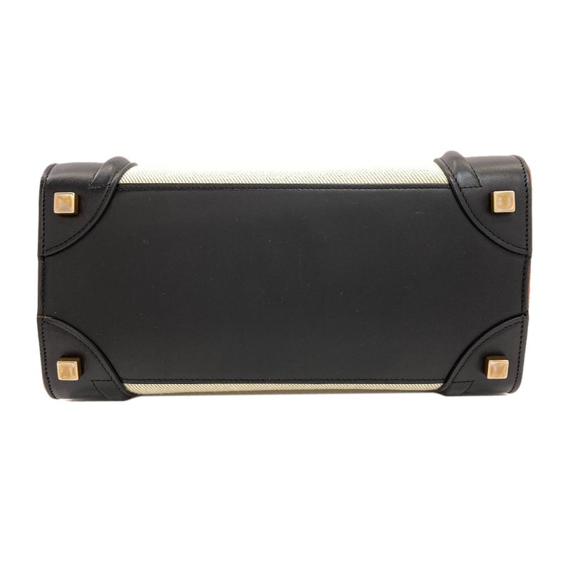 Celine Luggage Micro Handbag Canvas Leather